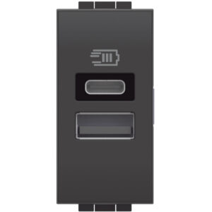 LivingLight USB-Ladesteckdose 1 Modul mit 1x USB-A und 1x USB-C; Farbe Anthrazit Bticino L4191AC