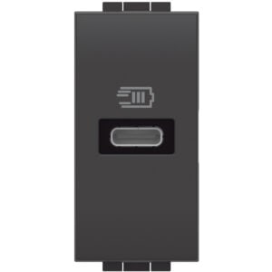 LivingLight USB-Ladesteckdose 1-modulig mit 1x USB-C in der Farbe anthrazit Bticino L4192C