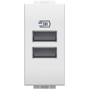 LivingLight USB-Ladesteckdose 1-modulig mit 2x USB-A in der Farbe Weiß Bticino N4191AA