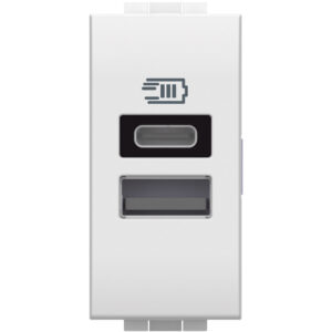 LivingLight USB-Ladesteckdose 1 Modul mit 1x USB-A und 1x USB-C; Farbe Weiß Bticino N4191AC