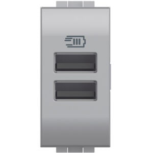 LivingLight USB-Ladesteckdose 1-modulig mit 2x USB-A in der Farbe Tech Bticino NT4191AA