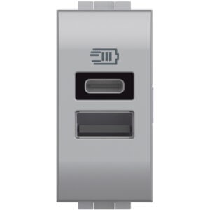 LivingLight USB-Ladesteckdose 1 Modul mit 1x USB-A und 1x USB-C; Farbe Tech Bticino NT4191AC