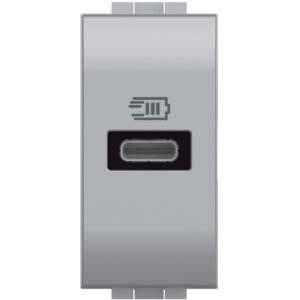 LivingLight USB-Ladesteckdose 1-modulig mit 1x USB-C in der Farbe Tech Bticino NT4192C