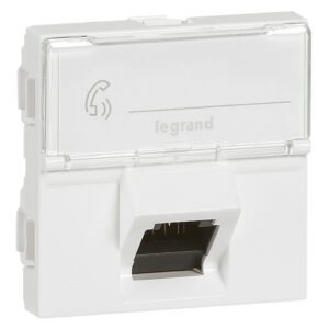 Mosaic 2-fach RJ45 Kat 6 STP mit Anschlusswinkel von 45° Farbe: Ultraweiß Legrand 076507