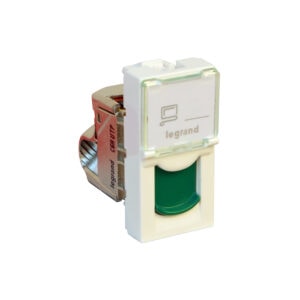 Mosaic 1-fach RJ45 Kat 6A UTP, 2-modulig Farbe: Ultraweiß/ Grün Legrand 076526