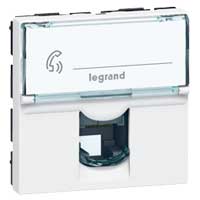 Mosaic Telefondose 1-fach RJ11 2-modulig. Farbe Ultraweiß Legrand 078731
