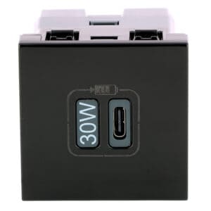 Mosaic USB Typ-C Ladesteckdose 2-modulig, Ladeleistung 30 W Farbe: Schwarz Legrand 079185L