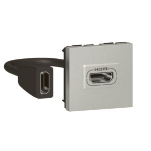 Mosaic HDMI 2.0 Anschlusseinheit vorverdrahtet, 2mod, mit Kabel Fabe: Aluminium Legrand 079279L