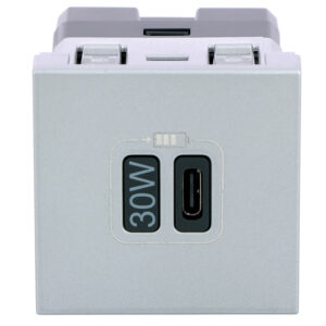 Mosaic USB Typ-C Ladesteckdose 2-modulig, Ladeleistung 30 W Farbe: Aluminium Legrand 079385L