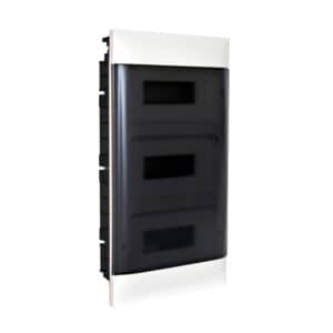 Practibox S UP-Hohlwandverteiler, mit Rauchglas-Kunstofftür, weiss, 3x 12 Module Legrand 135173