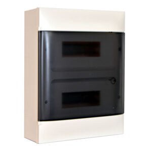 Practibox S Aufputzverteiler, mit Rauchglas-Kunstofftür, weiss, 2x 12 Module Legrand 135212