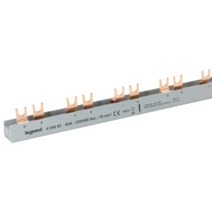 Gabelkammschiene, 4-polig, 1 m, 16 mm², 3-phasig+N, für 19 AFDD mit FI/LS Legrand 404983