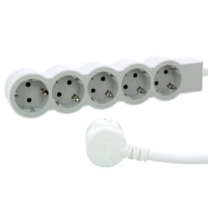 Flache Steckdosenleiste 5x Steckdose, 1,5 Meter Kabel Farbe: Ultraweiß/Grau Legrand 694555