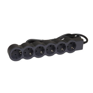 Flache Steckdosenleiste 6x Steckdose, 3 Meter Kabel Farbe: Schwarz Legrand 694566