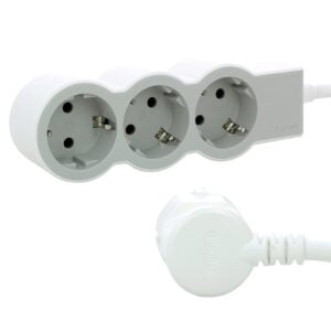 Flache Steckdosenleiste 3x Steckdose, 5 Meter Kabel Farbe: Ultraweiß/Grau Legrand 694567