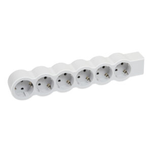 Flache Steckdosenleiste 6x Steckdose, ohne Kabel Kabel Farbe: Ultraweiß/Grau Legrand 694579