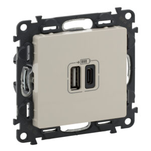 Valena Life 2XUSB A+C 2-modulig 3A Farbe: Mandelweiß Legrand 753206