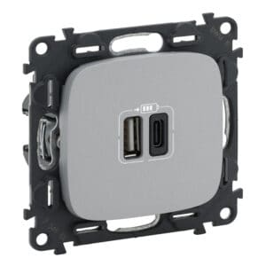 Valena Allure 2XUSB A+C 2-modulig 3A Farbe: Aluminium Legrand 754967