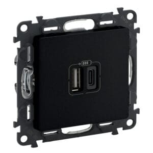 Valena Life 2xUSB Typ A+C 2-modulig 3A Farbe: Schwarz Legrand 756306