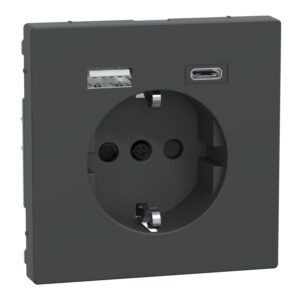 Schuko Steckdose mit USB Ladegerät Anthrazit, System Design, Merten MEG2367-6034