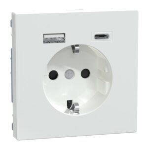 Schuko Steckdose mit USB Ladegerät, Lotosweiß, System Design, Merten MEG2367-6035