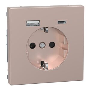 Schuko Steckdose mit USB Ladegerät, Champagnermetallic, System Design, Merten MEG2367-6051