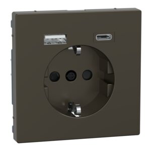 Schuko Steckdose mit USB Ladegerät, Moccametallic, System Design, Merten MEG2367-6052