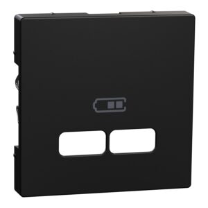 Zentralplatte für USB Ladestation-Einsatz, schwarz matt, System M, Merten MEG4367-0403