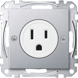 USA-Steckdosen-Einsatz, 15 A, aluminium, System M, Merten MEG2151-0460