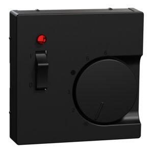 Zentralplatte für Raumtemperaturregler-Einsatz mit Schalter, schwarz mattt, System M, Merten MEG5760-0403