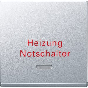 Wippe mit Kontrollfenster und Aufdruck Heizungsnotschalter, aluminium, System M, Merten 431860