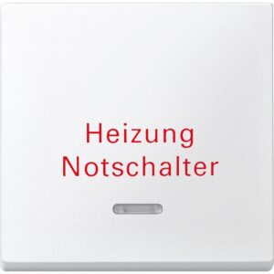 Wippe mit Kontrollfenster und Aufdruck Heizungsnotschalter, polarweiß, System M, Merten 431819