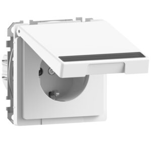 SCHUKO-Steckdose m. Klappd. u. Schriftf., BRS, StK, Lotosweiß, System Design, Merten MEG2312-6035