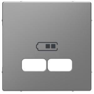 Zentralplatte für USB Ladestation-Einsatz, Edelstahl, System Design, Merten MEG4367-6036