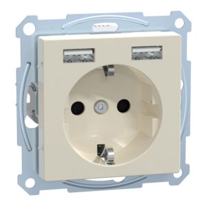 Schuko Steckdose mit USB Ladegerät Weiß System M, Merten MEG2366-0344