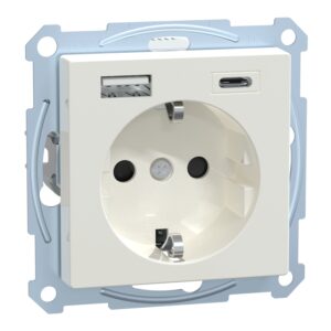 Schuko Steckdose mit USB Ladegerät TPb Polarweiß System M, Merten MEG2367-0319