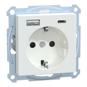 Schuko Steckdose mit USB Ladegerät Aktivweiß System M, Merten MEG2367-0325