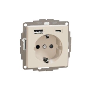 Schuko Steckdose mit USB Ladegerät weiß System M, Merten MEG2367-0344
