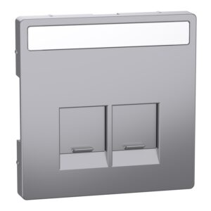 Zentralpl.m.Schriftf. f. Schneider Electric-Connector 2fach, Edelst.,Sys. Design, Merten MEG4574-6036