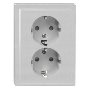SCHUKO-Doppel-Steckdose, BRS, Steckklemmen, aluminium, ARTEC, Merten MEG2420-5060