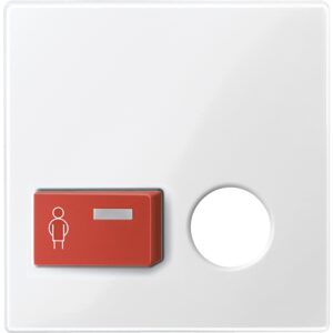 Zentralplatte für Ruftaster mit Steckkontakt, polarweiß glänzend, System M, Merten 450619