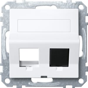 Schrägauslass 2f. m. Tragring u. Schriftf. f. Modular Jack, aktivws.glänz.,Sys.M, Merten MEG4568-0325