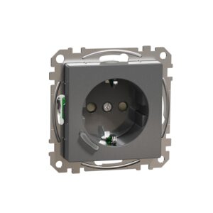 Connected SCHUKO-Steckdose 16A, System M, Thermoplast edelmatt, Anthrazit, Merten MEG2380-0414