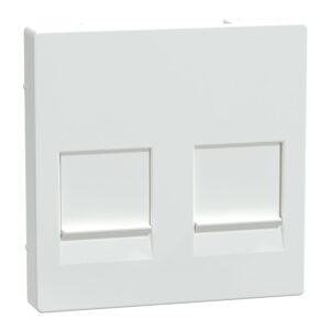Zentralpl. f. Modular Jack 2fach m. Staubschutzsch., aktivweiß glänzend, Sys. M, Merten MEG4562-0325