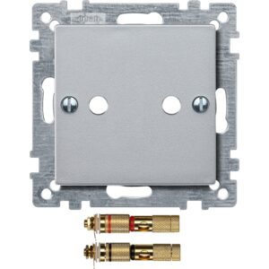 Zentralplatte mit High-End Lautsprecher-Steckverbinder, aluminium, System M, Merten 469360