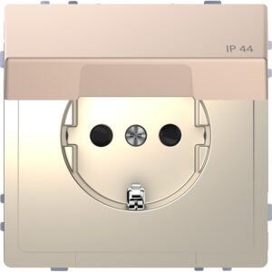 SCHUKO-Steckdose mit Klappd., IP44, BRS, StK, Champagnermetallic, System Design, Merten MEG2314-6051