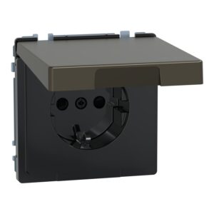 SCHUKO-Steckdose mit Klappd., IP44, BRS, Steckkl., Moccametallic, System Design, Merten MEG2314-6052