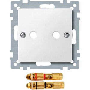 Zentralplatte mit High-End Lautsprecher-Steckverbinder, polarweiß, System M, Merten 469319