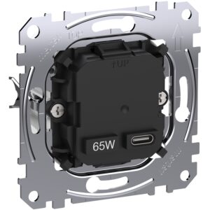USB Ladestation-Einsatz Typ 1x USB C mit Power-Delivery-Technologie und 65W Ladeleistung, Merten MEG4366-0130