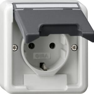 SCHUKO-Steckd. KD (OT) WG AP Grau Gira 445035